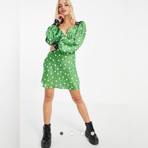 ASOS DESIGN satin mini tea dress in mixed star print Size 6